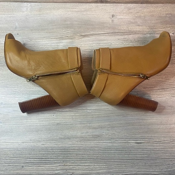 Splendid ankle brown leather open toe booties. Outside zipper stacked heel sz 10 - Picture 9 of 12